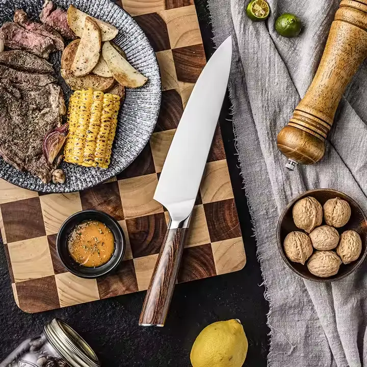 [COPP-014] Cuchillo de chef de 8" con mango de simil madera