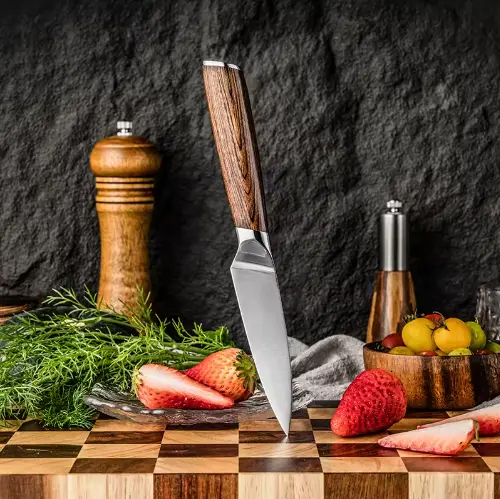 Cuchillo pelador de 3,5'' con mango de simil madera