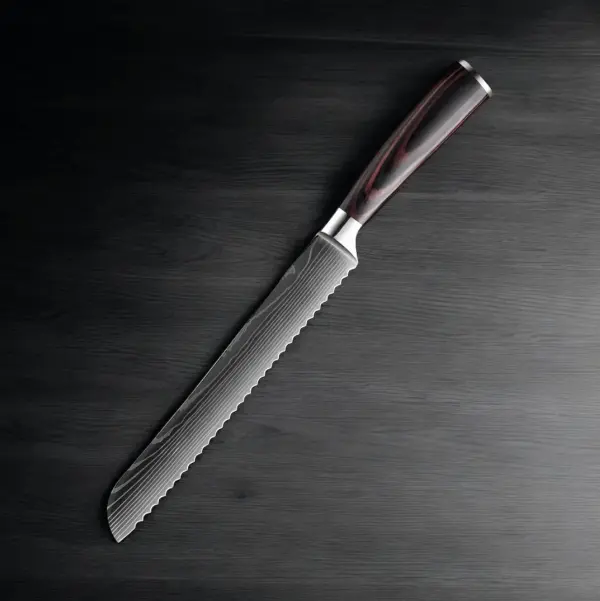 [COPP-023] Cuchillo para pan de 8" con mango de simil madera