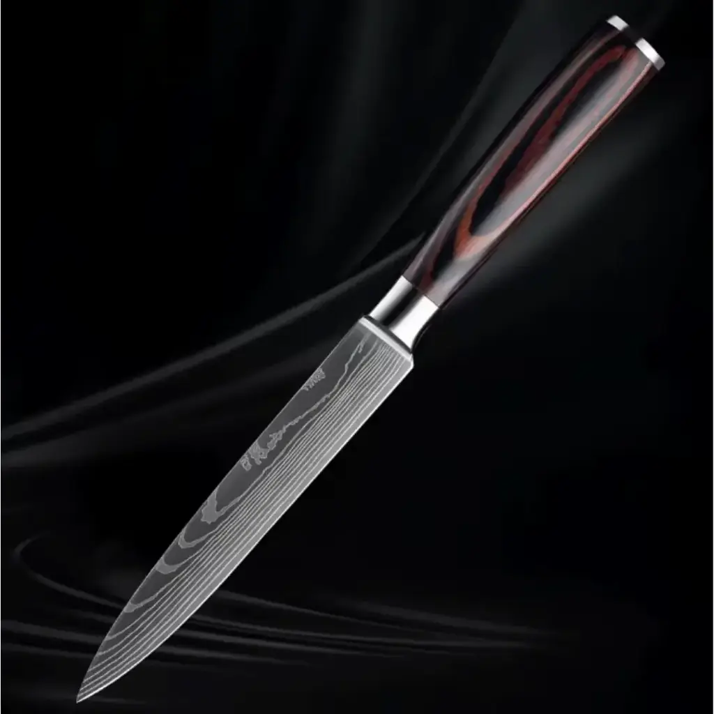 Cuchillo rebanador de 8" con mango de simil madera