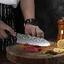 Cuchillo Santoku de 5" con mango de simil madera
