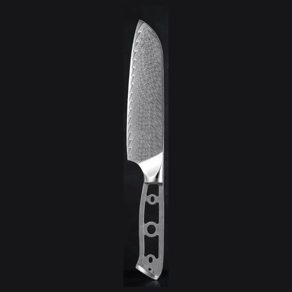 Hoja de cuchillo de acero damasco Santoku de 7" 