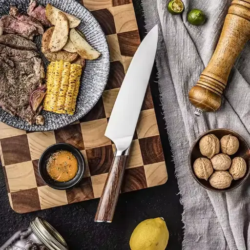 [COPP-014] Cuchillo de chef de 8" con mango de simil madera