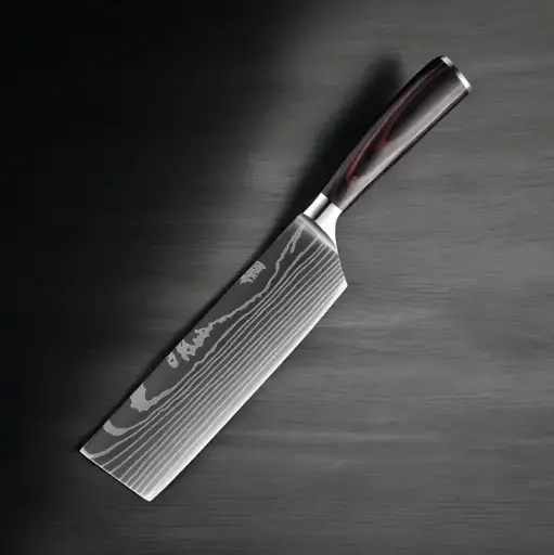 [COPP-020] Cuchillo Nakiri de 7" con mango de simil madera