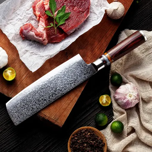 [COPP-020] Cuchillo Nakiri de 7" con mango de simil madera
