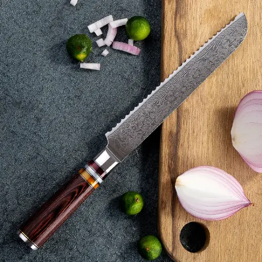 [COPP-023] Cuchillo para pan de 8" con mango de simil madera