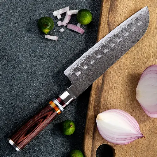 [COPP-030] Cuchillo Santoku de 7" con mango de simil madera