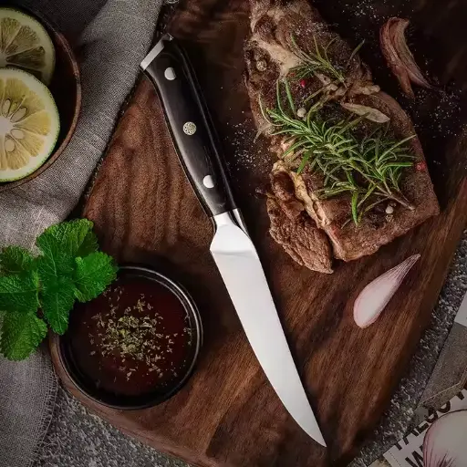 [COPP-045] Cuchillo para carne de 4,5" con mango de simil madera