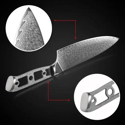 [COPP-746] Hoja de cuchillo de acero damasco Santoku de 7" 
